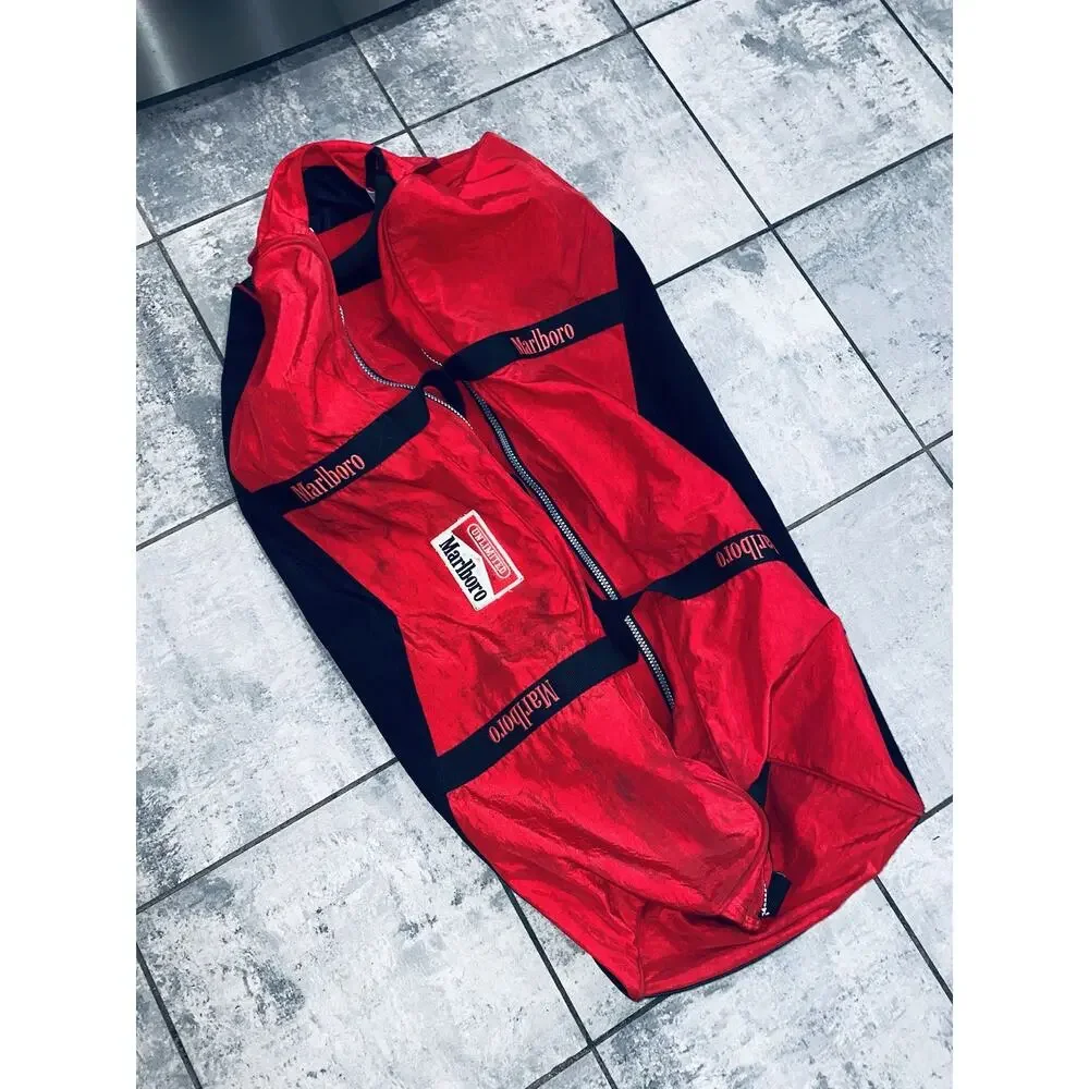 VINTAGE Marlboro Unlimited XL Large Rolling Duffle Bag w/ Wheels Hard Bottom